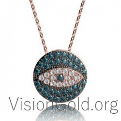 Round Evil Eye Necklace for Women  0342