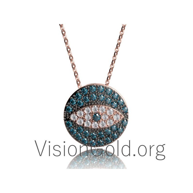 Round Evil Eye Necklace for Women