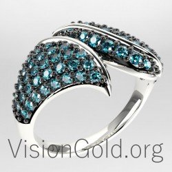 Женское кольцо с цирконами, серебряное кольцо scrooge, розовое золото Veraki0623