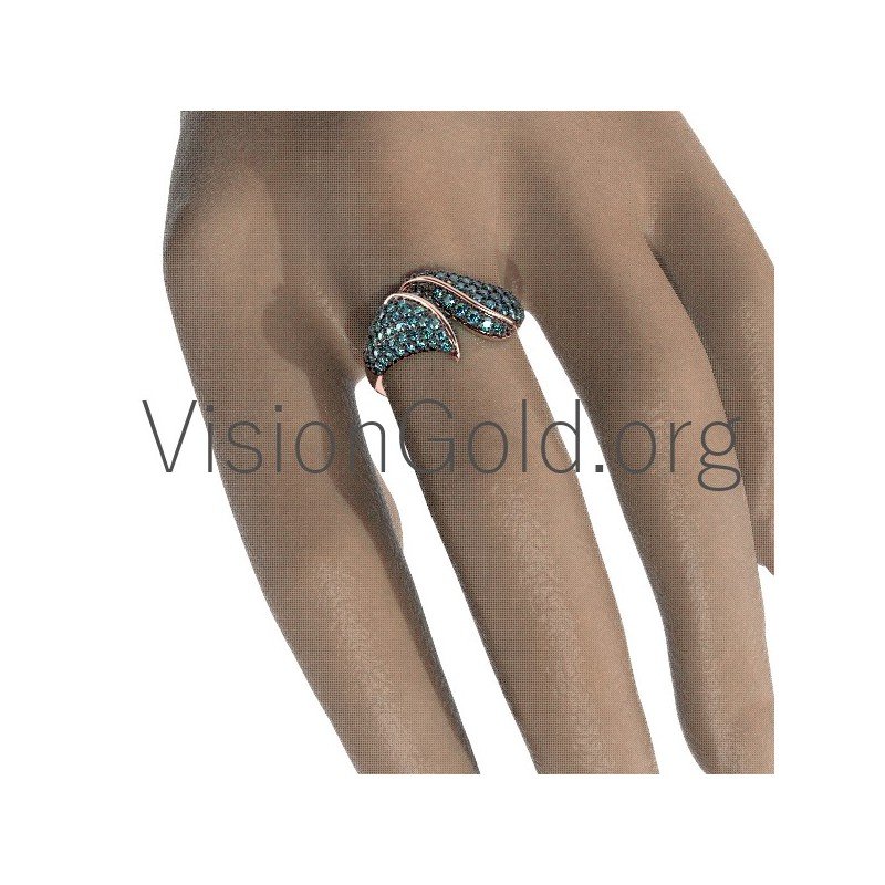 Damenring mit Zirkonsteinen,Silber Scrooge Ring,Veracle rose