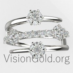 Эффектное женское кольцо с камнями 0624
