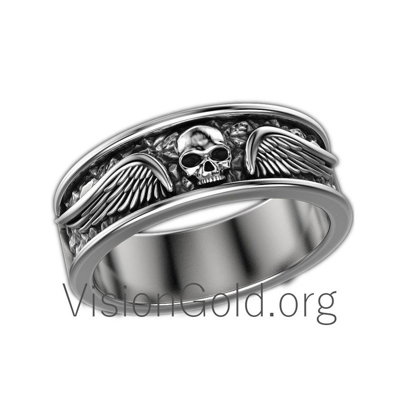 Мужское кольцо с черепом, серебряные кольца с черепом для