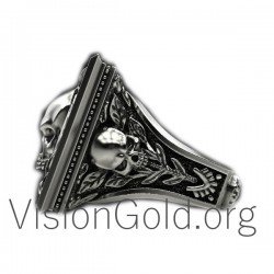Ιδιαιτερο Ανδρικο Δαχτυλιδι Νεκροκεφαλη 0097