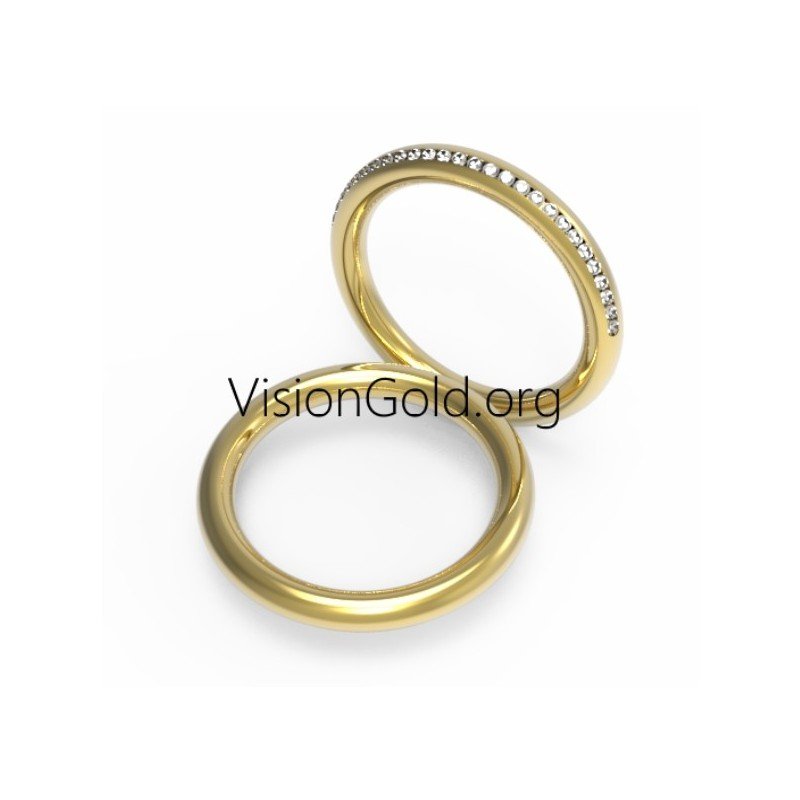 Классические золотые обручальные кольца 0004