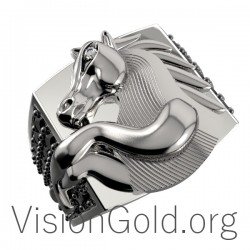 Мужское серебряное кольцо с лошадью, перстень с печаткой в ​​виде головы лошади, мужские серебряные украшения с животными 0101