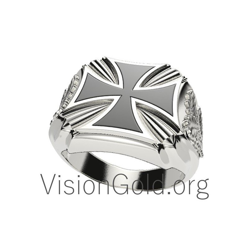 Серебряное кольцо с крестиком для мужчин - Мужское кольцо с