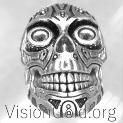 Новое твердое серебряное кольцо с черепом в стиле панк, готика