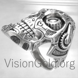 Новое твердое серебряное кольцо с черепом в стиле панк, готика