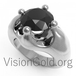 Ανδρικό Δαχτυλίδι με μαύρη πέτρα 0048