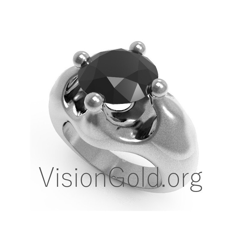 Anillo de hombre con piedra negra 0048