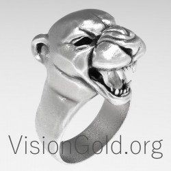 Черная пантера, тигр, кошка, животное, перстень, серебряное мужское кольцо, кольцо с животными 0103a