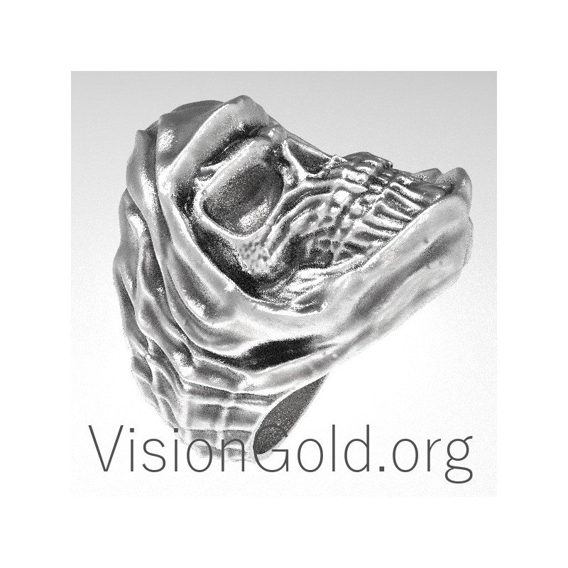 Винтажное кольцо с черепом в стиле панк, серебряный череп