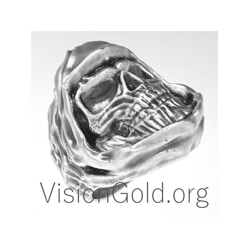 Винтажное кольцо с черепом в стиле панк, серебряный череп