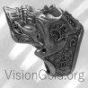 Масонский классический масонский череп из стерлингового серебра
