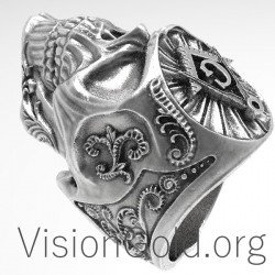 Skull Ring Men Gothic Biker Sterling Silver 0120