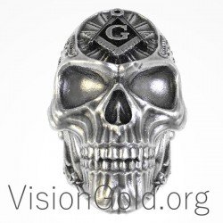 Skull Ring Men Gothic Biker Sterling Silver 0120