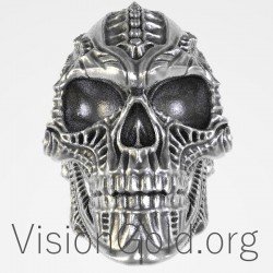 Sterling Silver Tribal Skull Gothic Ring 0123