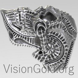 Sterling Silver Tribal Skull Gothic Ring 0123