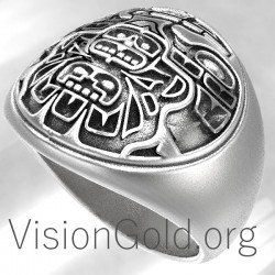 Aztec Solid 925 Sterling Silver Ring For Men  0126