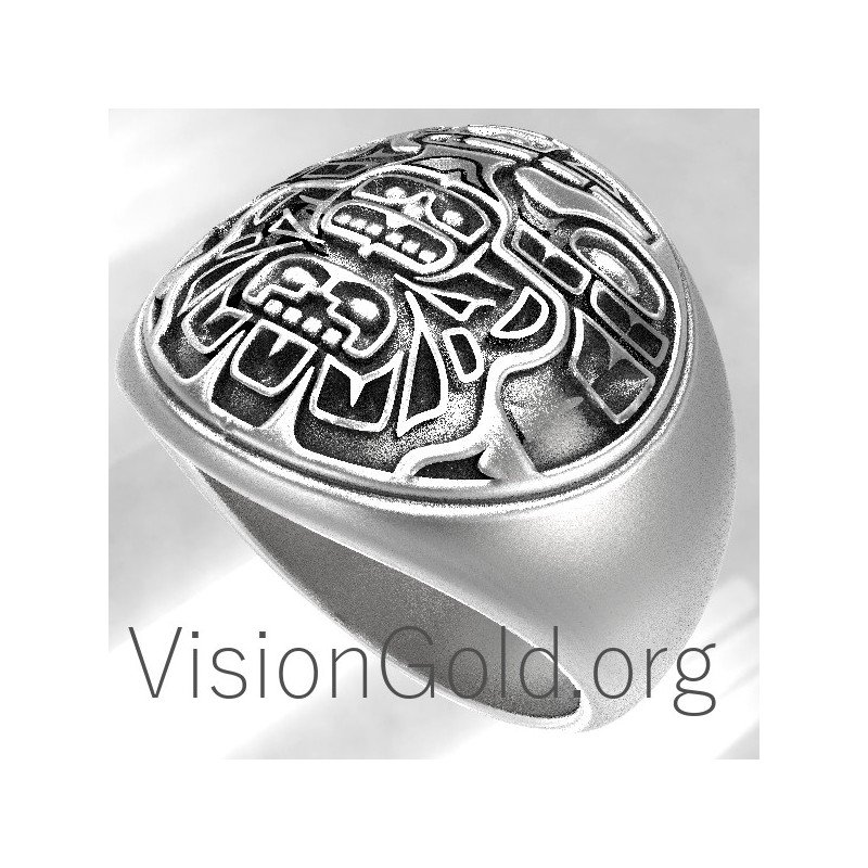 Ασημενιο Αζτεκικο Ανδρικο Δαχτυλιδι 0126