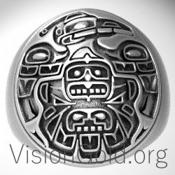 Ασημενιο Αζτεκικο Ανδρικο Δαχτυλιδι 0126