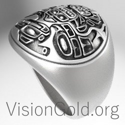 Ασημενιο Αζτεκικο Ανδρικο Δαχτυλιδι 0126