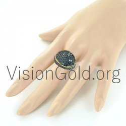 Μοναδικο Χειροποιητο Bold Γυναικειο Δαχτυλιδι Με Ζιργκον Πετρες