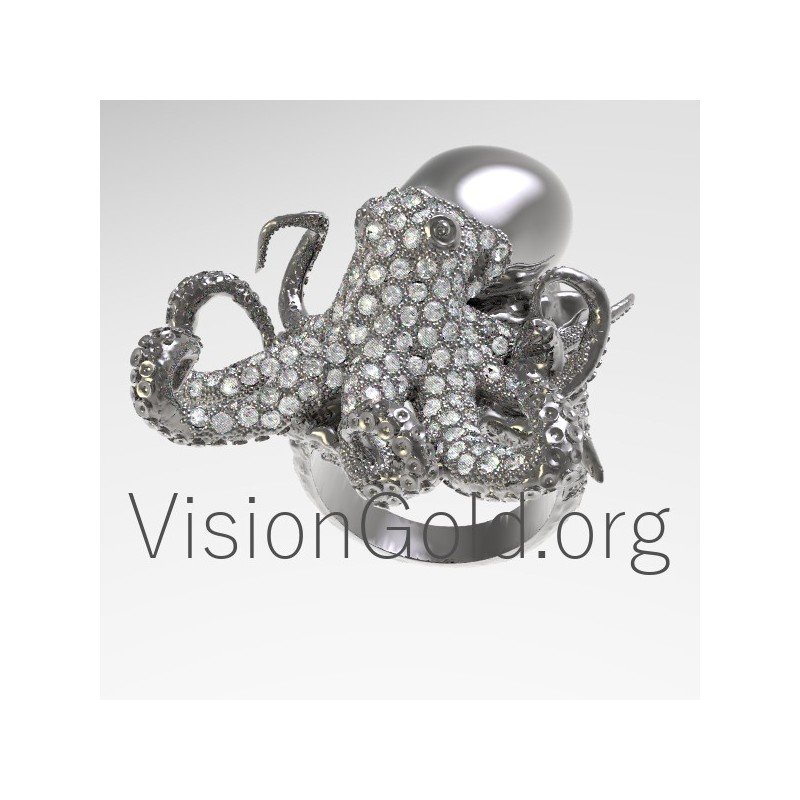 Extraordinary High Quality Octopus Ring With Diamonds 0664
