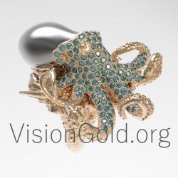 Μοναδικο Δαχτυλιδι Χταποδι Με Διαμαντια 0664