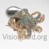Extraordinary High Quality Octopus Ring With Diamonds 0664