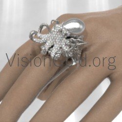 Μοναδικο Δαχτυλιδι Χταποδι Με Διαμαντια 0664