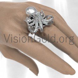 Μοναδικο Δαχτυλιδι Χταποδι Με Διαμαντια 0664