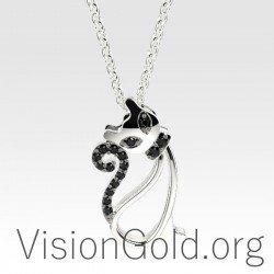 Золотое женское ожерелье с котом 0359