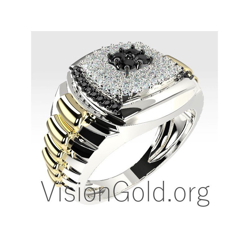 Anillo Hombre Plata Oro 0129