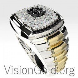 Silber-Gold Herrenring 0129