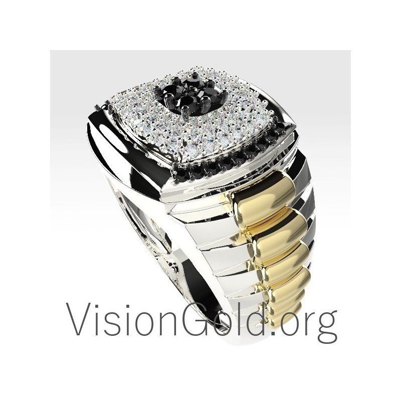 Silber-Gold Herrenring 0129