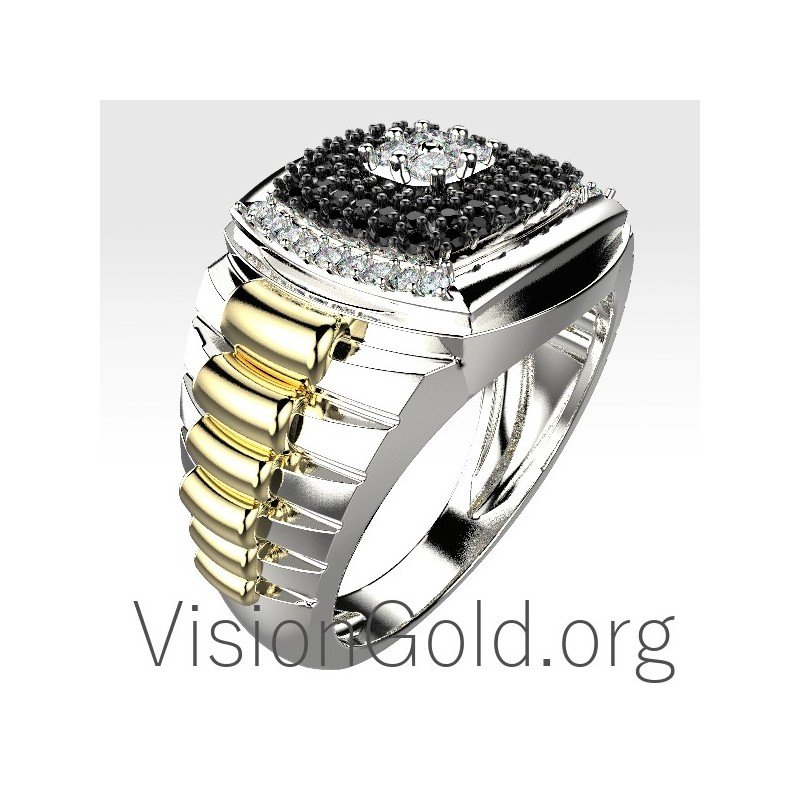 Silber-Gold Herrenring 0129