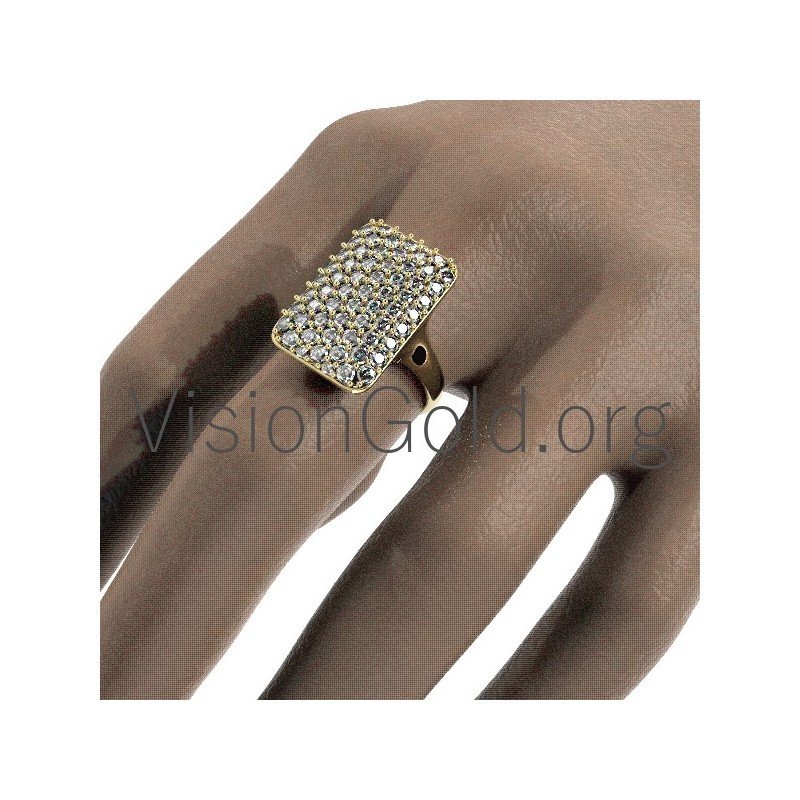 Anillo Único Mujer Oro Con Piedras 0634