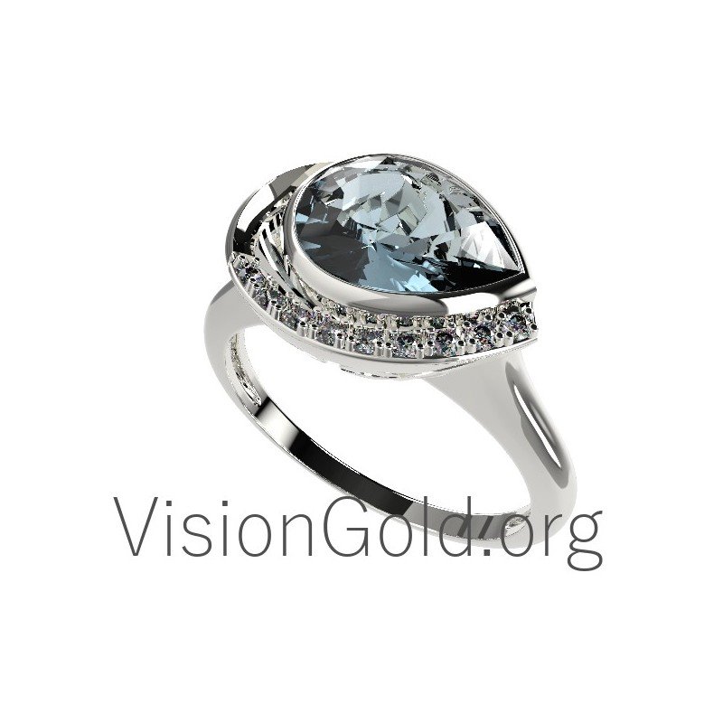 Aquamarine Engagement Ring 0635