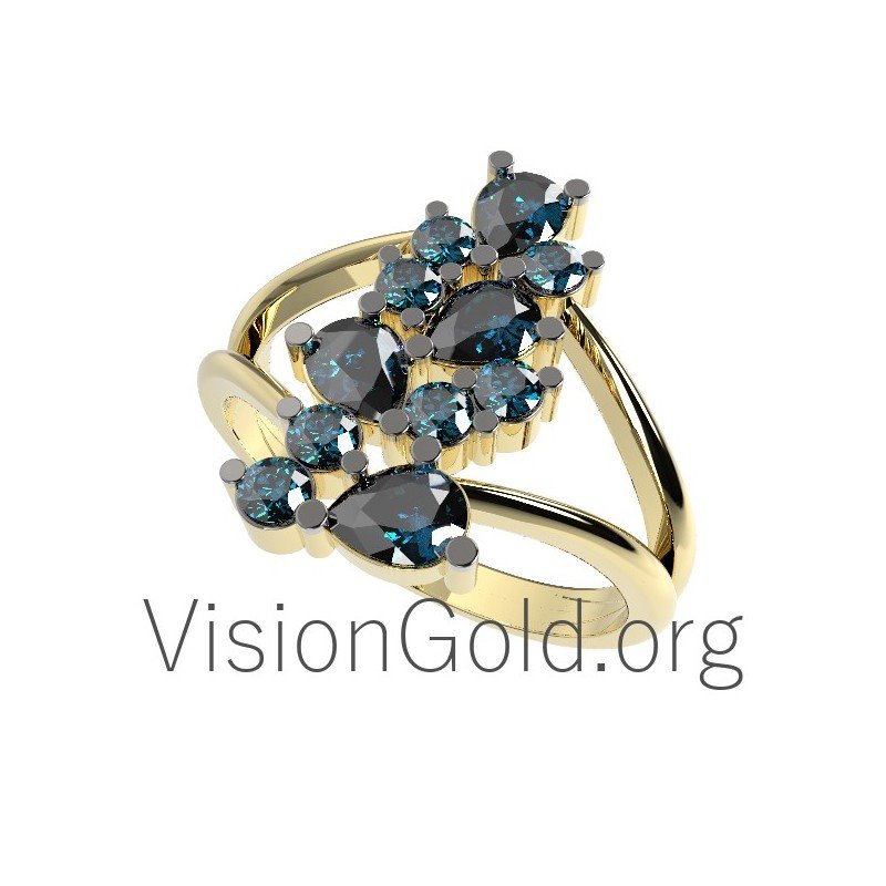 Anillo Oro Con Piedras Preciosas 0636