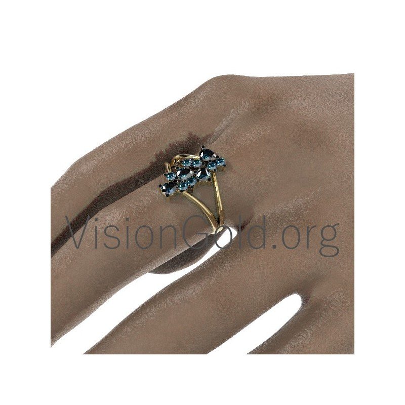 Anillo Oro Con Piedras Preciosas 0636