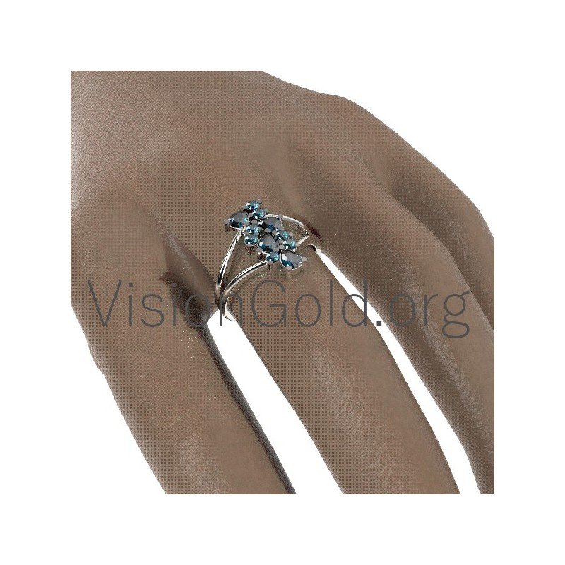 Anillo Oro Con Piedras Preciosas 0636