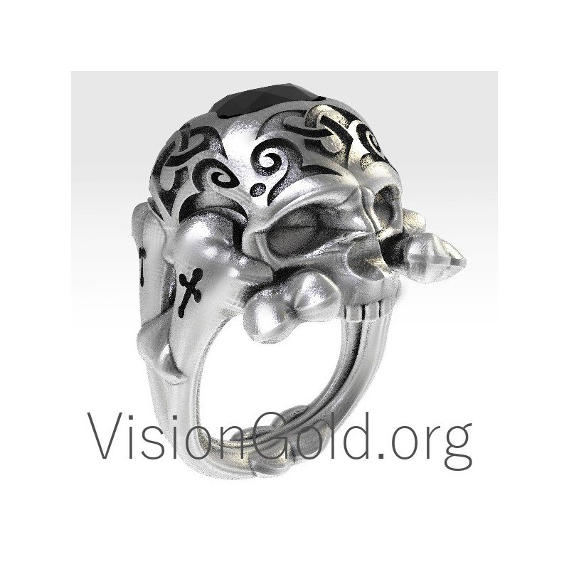 Anillo Hombre Calavera Con Piedra 0134