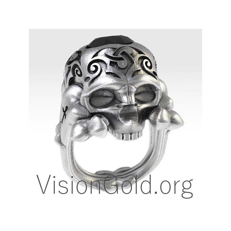 Anillo Hombre Calavera Con Piedra 0134