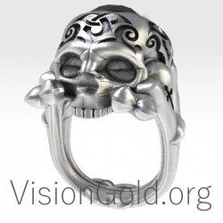 Anillo Hombre Calavera Con Piedra 0134