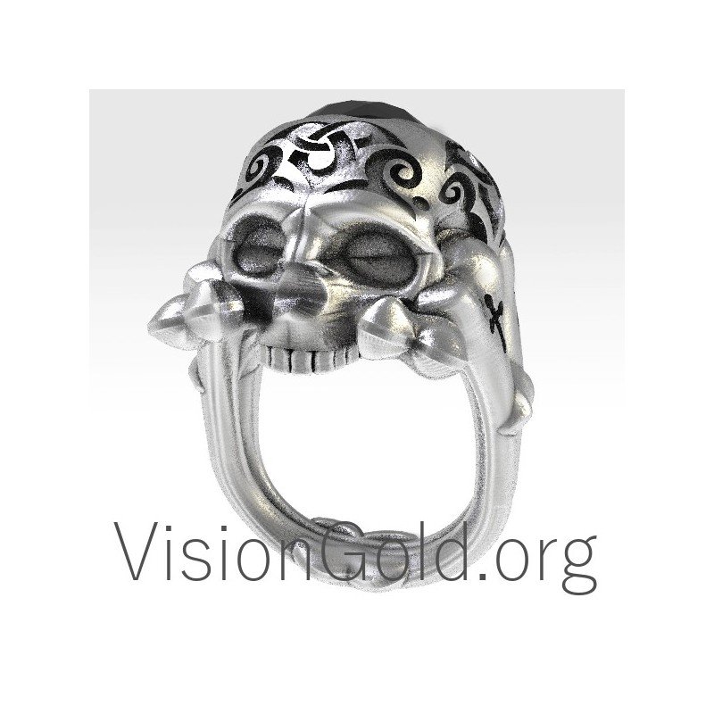 Anillo Hombre Calavera Con Piedra 0134