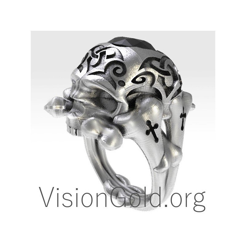 Anillo Hombre Calavera Con Piedra 0134