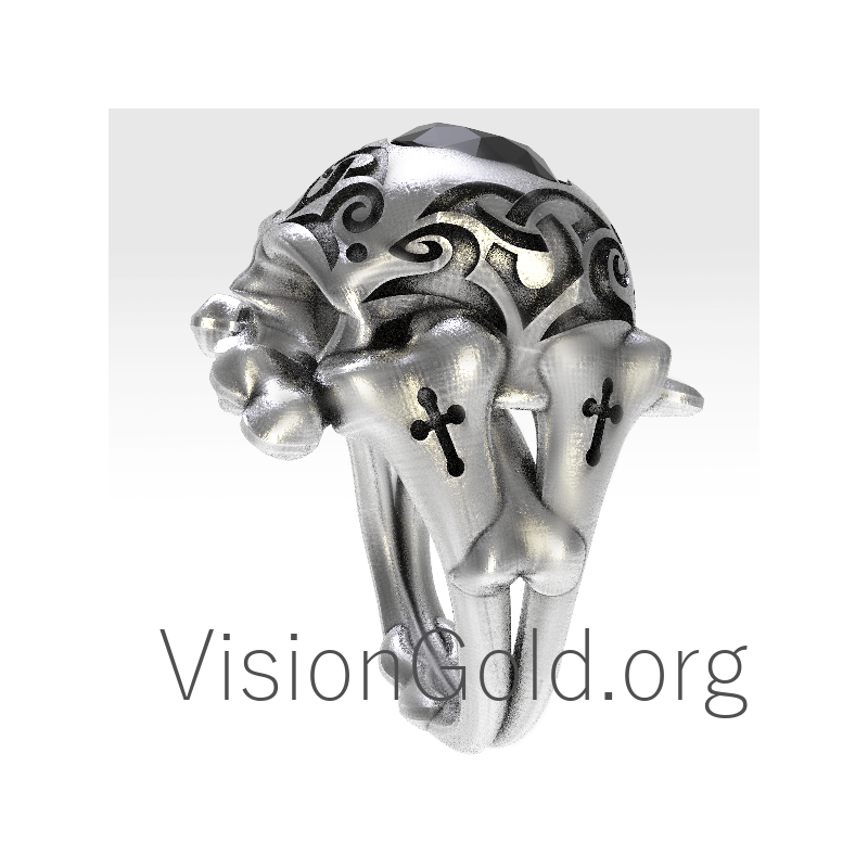 Anillo Hombre Calavera Con Piedra 0134