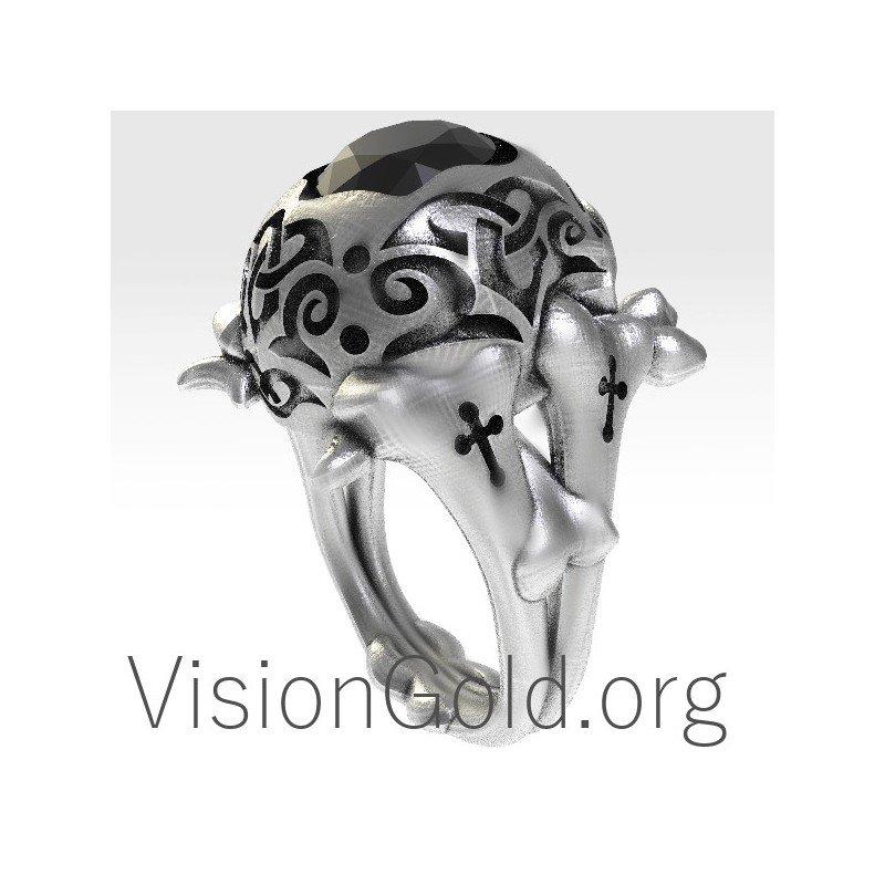 Anillo Hombre Calavera Con Piedra 0134