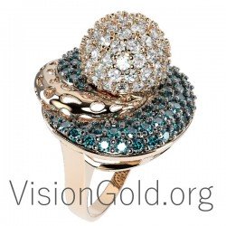 Женское кольцо с камнями, серебряное кольцо с цирконом 0646